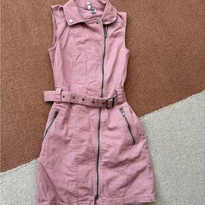 H&M Denim Sleeveless Belted Mini Dress